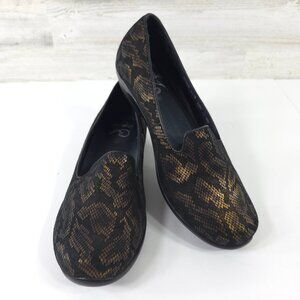 DANSKO OLIVIA LOAFERS SHOES WOMEN'S SIZE 7.5 - 8 US 38 EU BRONZE BLACK SNAKE VGC
